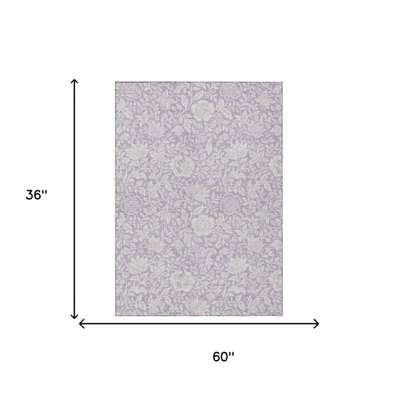Purple floral-patterned wallpaper, 36" x 60", elegant design, durable material for stylish home decor.