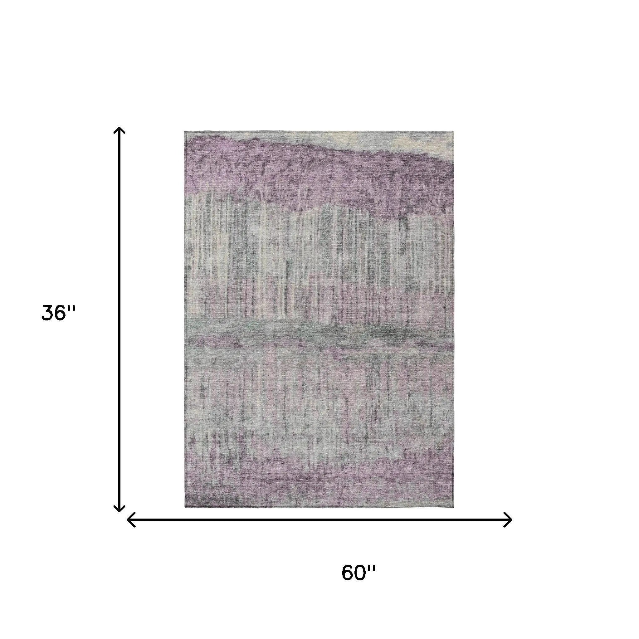 3' X 5' Lavender And Plum Abstract Washable Indoor Outdoor Area Rug Homeroots Outdoor