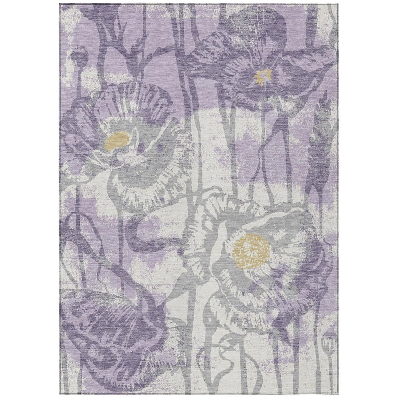 3' X 5' Lavender And Purple Floral Washable Indoor Outdoor Area Rug Homeroots Outdoor