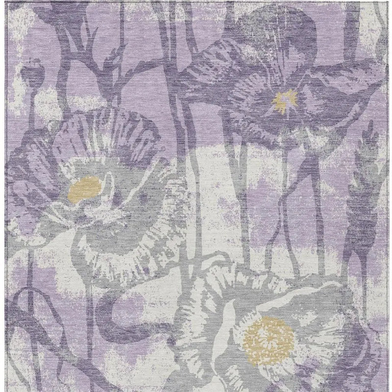 3' X 5' Lavender And Purple Floral Washable Indoor Outdoor Area Rug Homeroots Outdoor