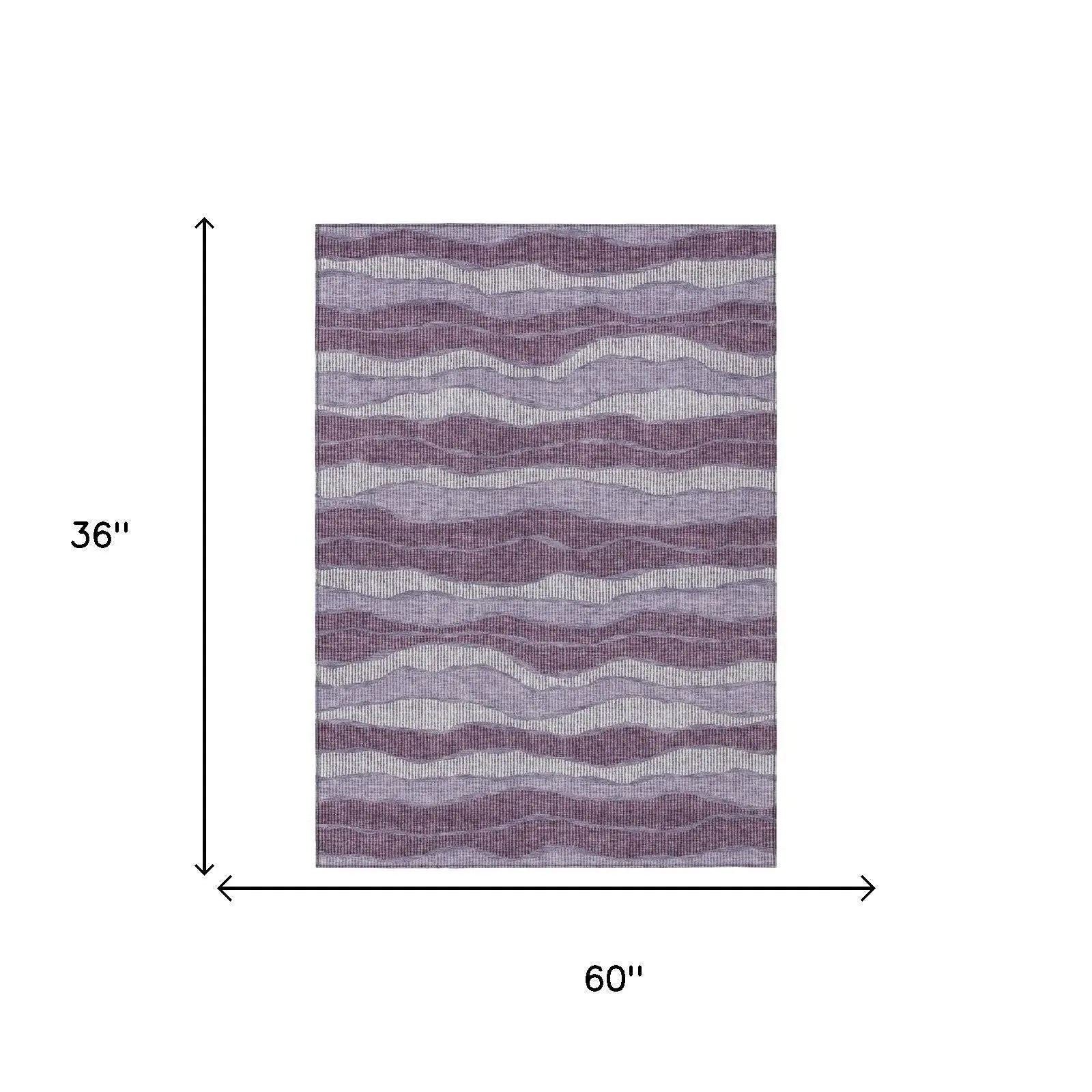 3' X 5' Lilac And Purple Striped Washable Indoor Outdoor Area Rug Homeroots Outdoor