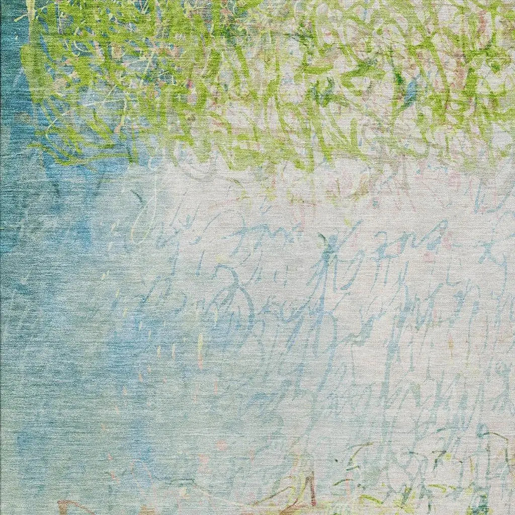 3' X 5' Lime Green And Ivory Abstract Washable Indoor Outdoor Area Rug Homeroots Outdoor