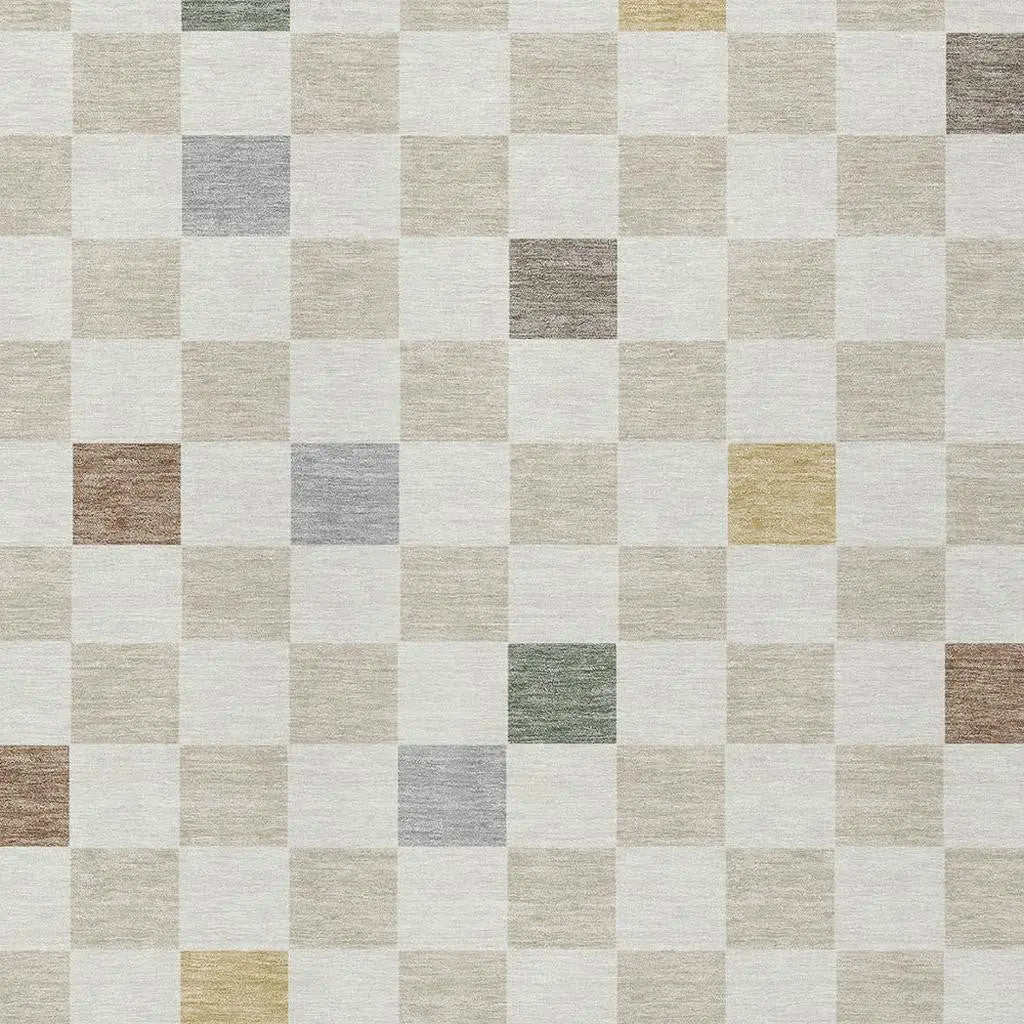 3' X 5' Linen And Black Geometric Washable Indoor Outdoor Area Rug Homeroots Outdoor
