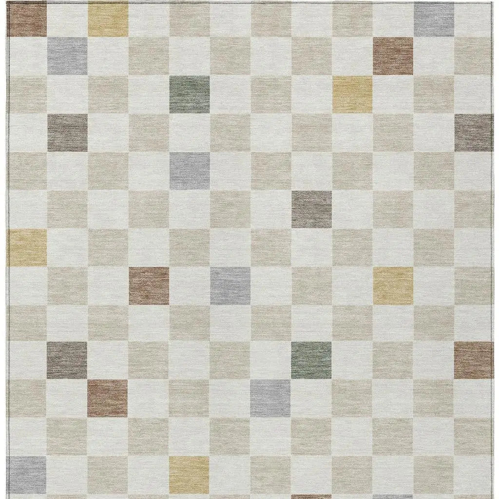 3' X 5' Linen And Black Geometric Washable Indoor Outdoor Area Rug Homeroots Outdoor
