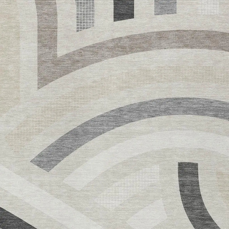 3' X 5' Linen And Ivory Abstract Washable Indoor Outdoor Area Rug Homeroots Outdoor