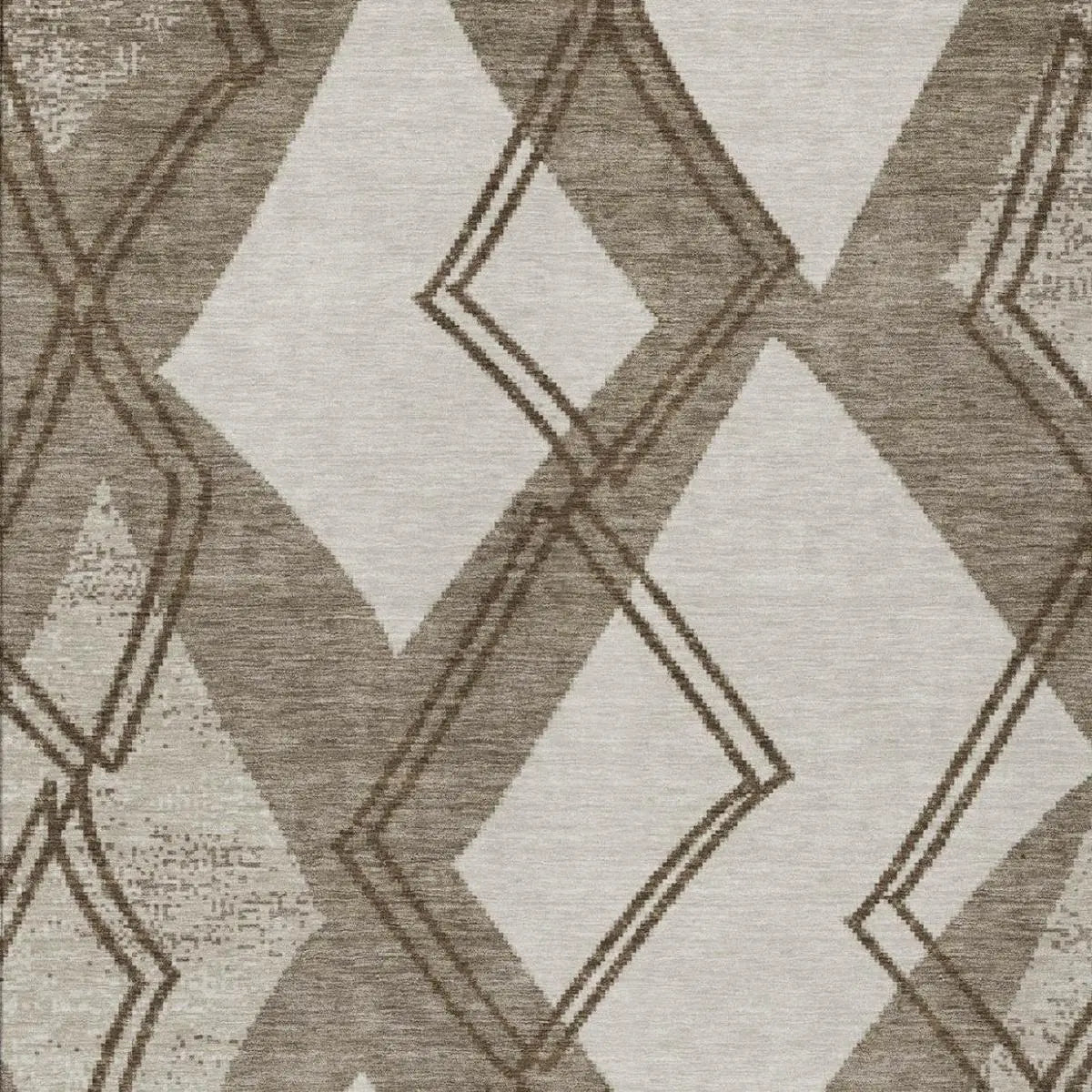 3' X 5' Linen And Ivory Geometric Washable Indoor Outdoor Area Rug Homeroots Outdoor