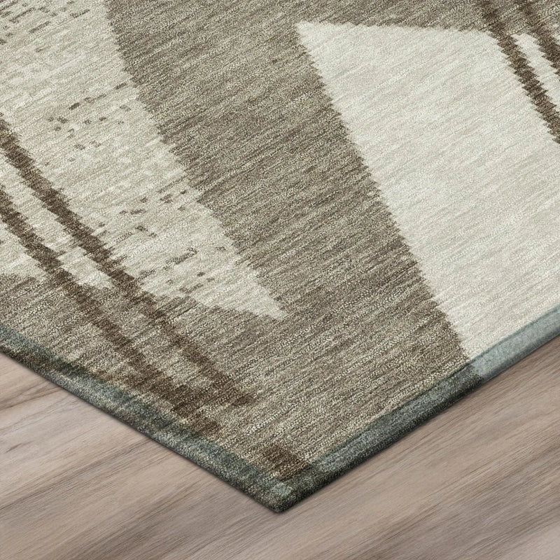 3' X 5' Linen And Ivory Geometric Washable Indoor Outdoor Area Rug Homeroots Outdoor