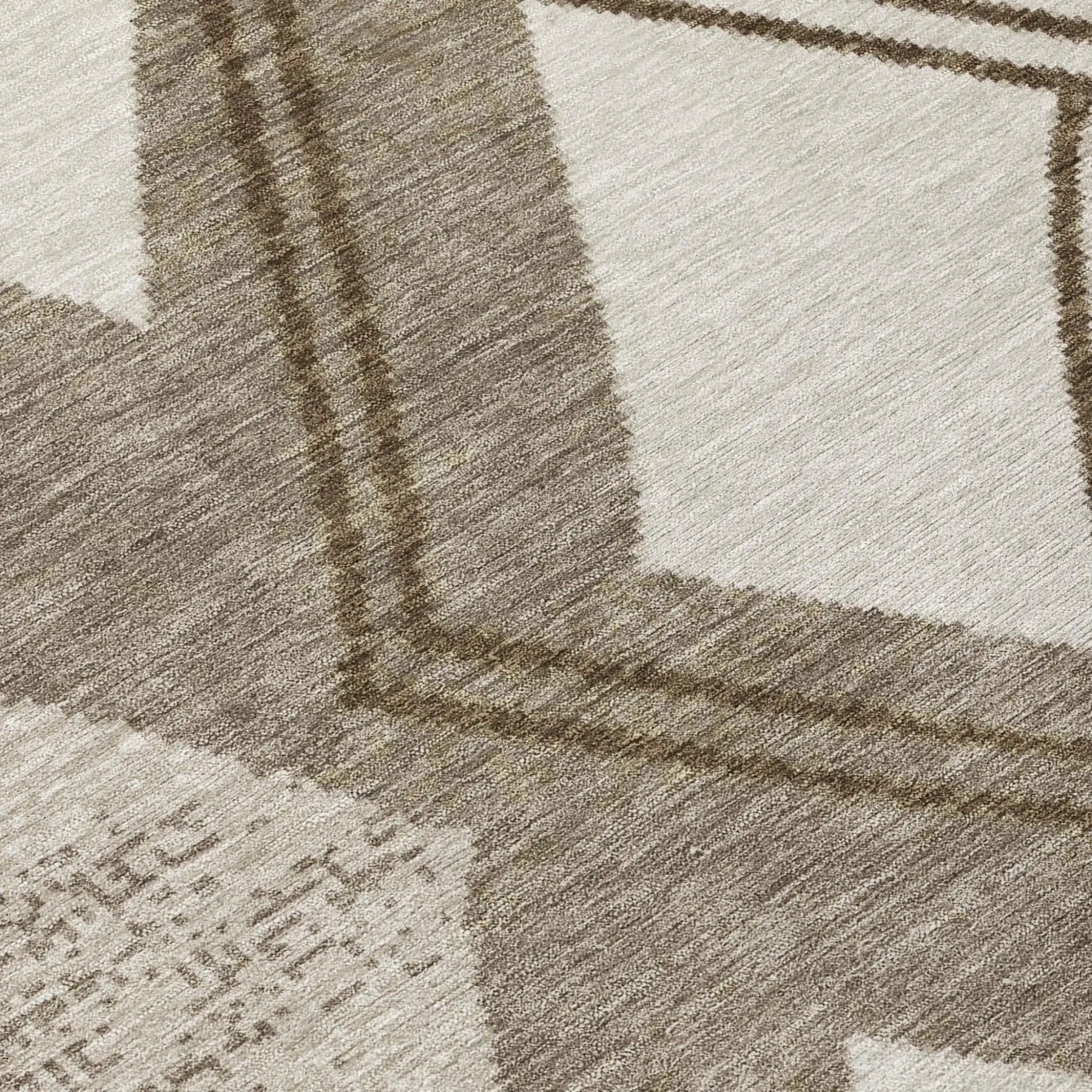 3' X 5' Linen And Ivory Geometric Washable Indoor Outdoor Area Rug Homeroots Outdoor