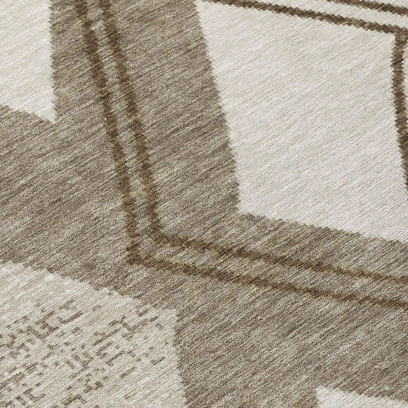 3' X 5' Linen And Ivory Geometric Washable Indoor Outdoor Area Rug Homeroots Outdoor