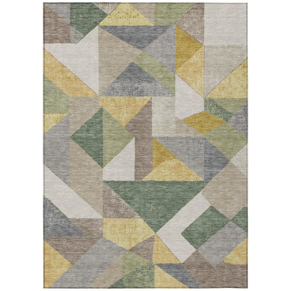 3' X 5' Linen And Ivory Geometric Washable Indoor Outdoor Area Rug Homeroots Outdoor