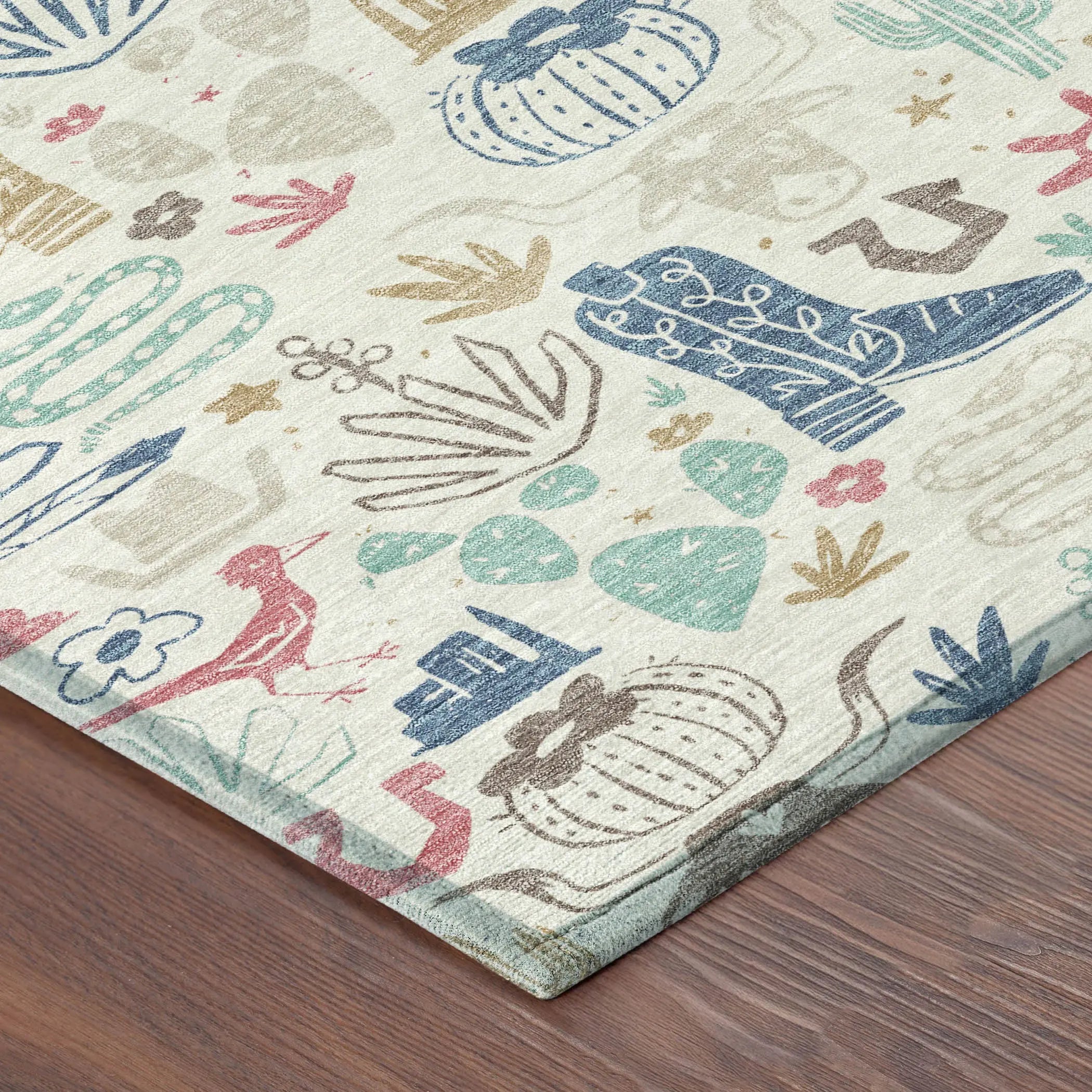 3' X 5' Linen And Pink Cactus Washable Indoor Outdoor Area Rug Homeroots Outdoor