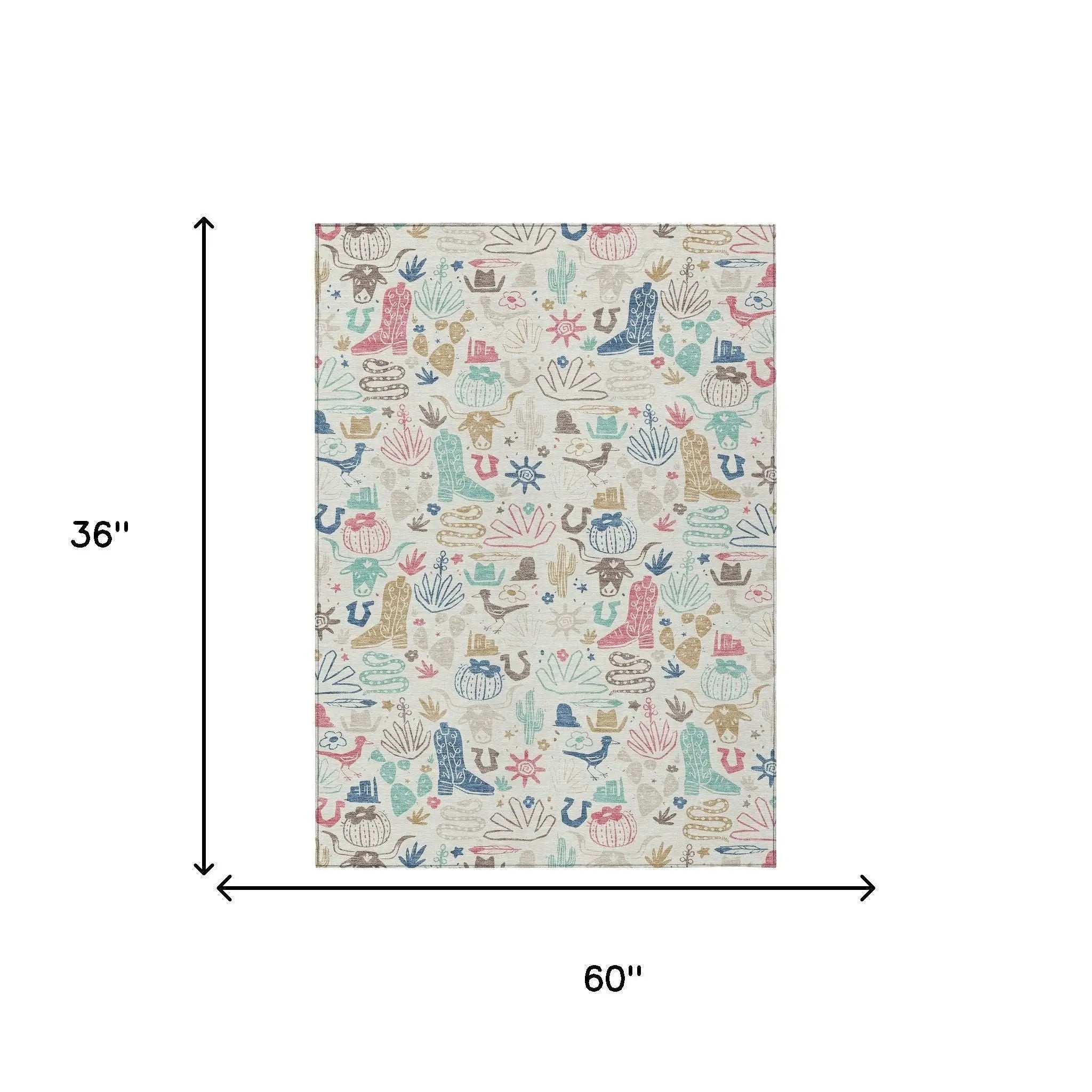 3' X 5' Linen And Pink Cactus Washable Indoor Outdoor Area Rug Homeroots Outdoor