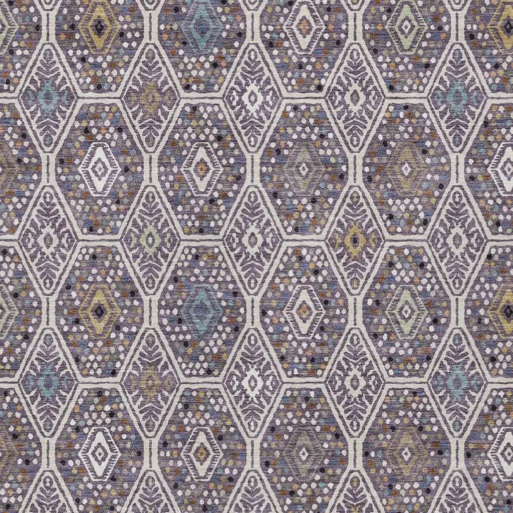 3' X 5' Linen And Plum Geometric Washable Indoor Outdoor Area Rug Homeroots Outdoor