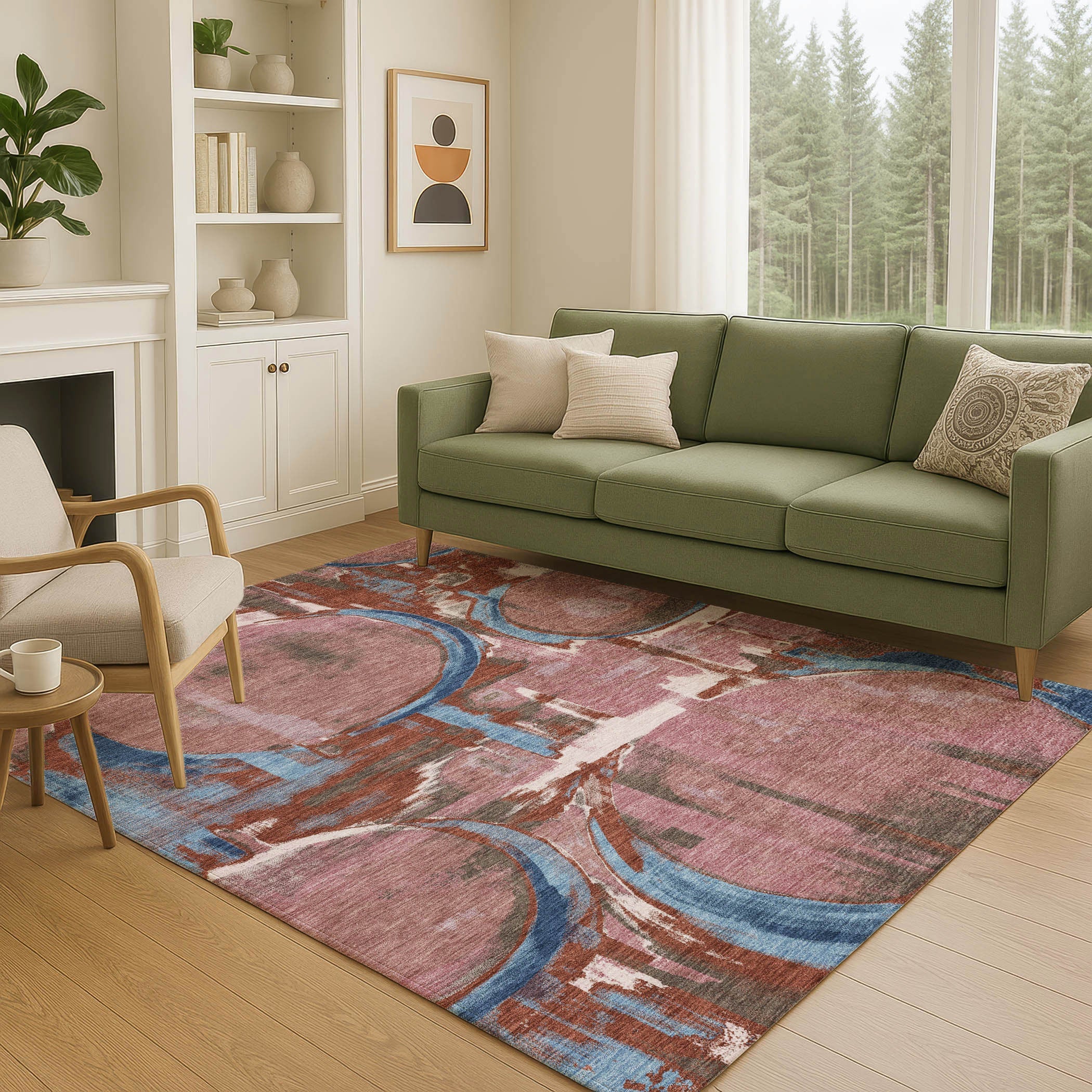 3' X 5' Merlot And Red Abstract Washable Indoor Outdoor Area Rug Homeroots Outdoor
