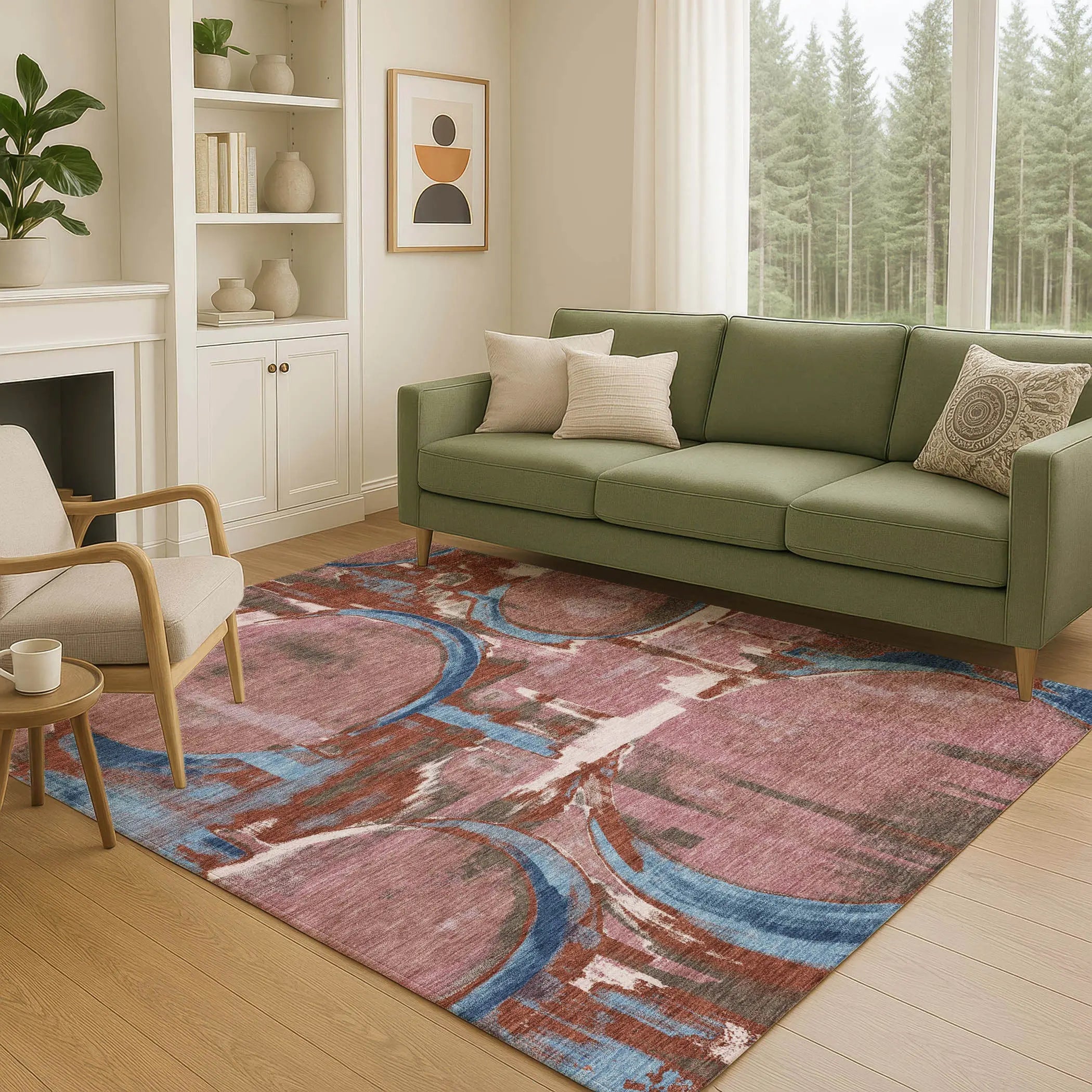 3' X 5' Merlot And Red Abstract Washable Indoor Outdoor Area Rug Homeroots Outdoor