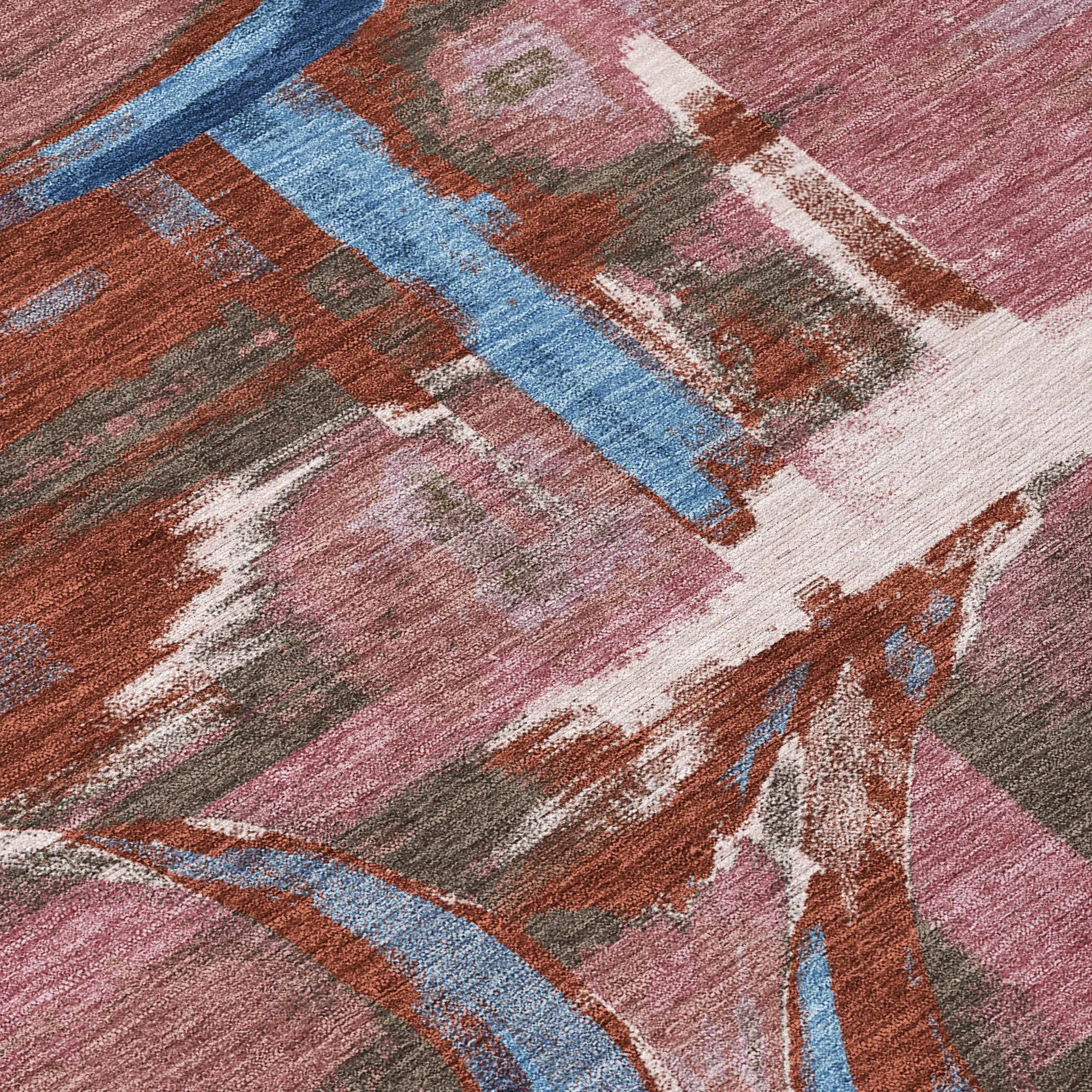 3' X 5' Merlot And Red Abstract Washable Indoor Outdoor Area Rug Homeroots Outdoor