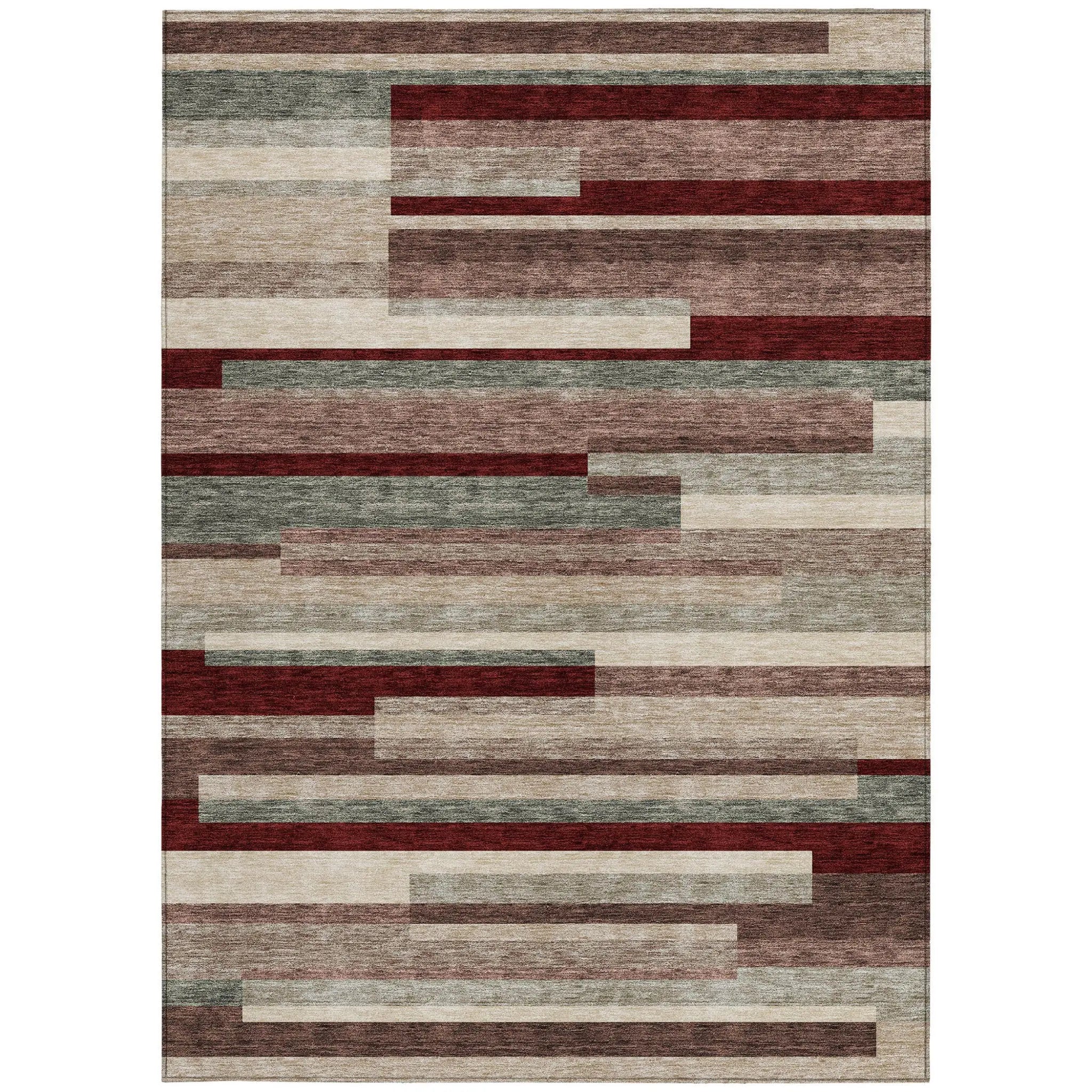 3' X 5' Merlot Burgundy And Beige Striped Washable Indoor Outdoor Area Rug Homeroots Outdoor