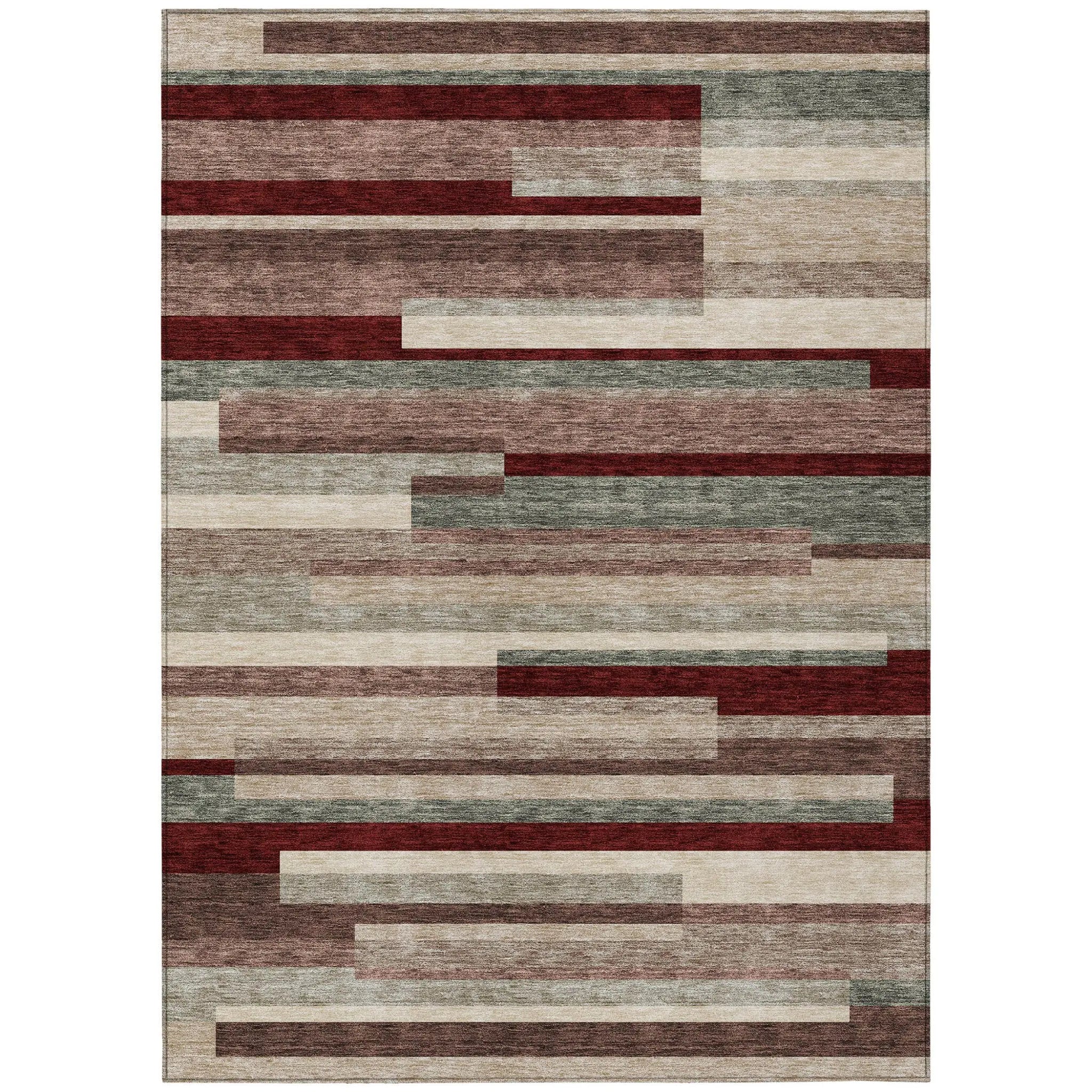 3' X 5' Merlot Burgundy And Beige Striped Washable Indoor Outdoor Area Rug Homeroots Outdoor