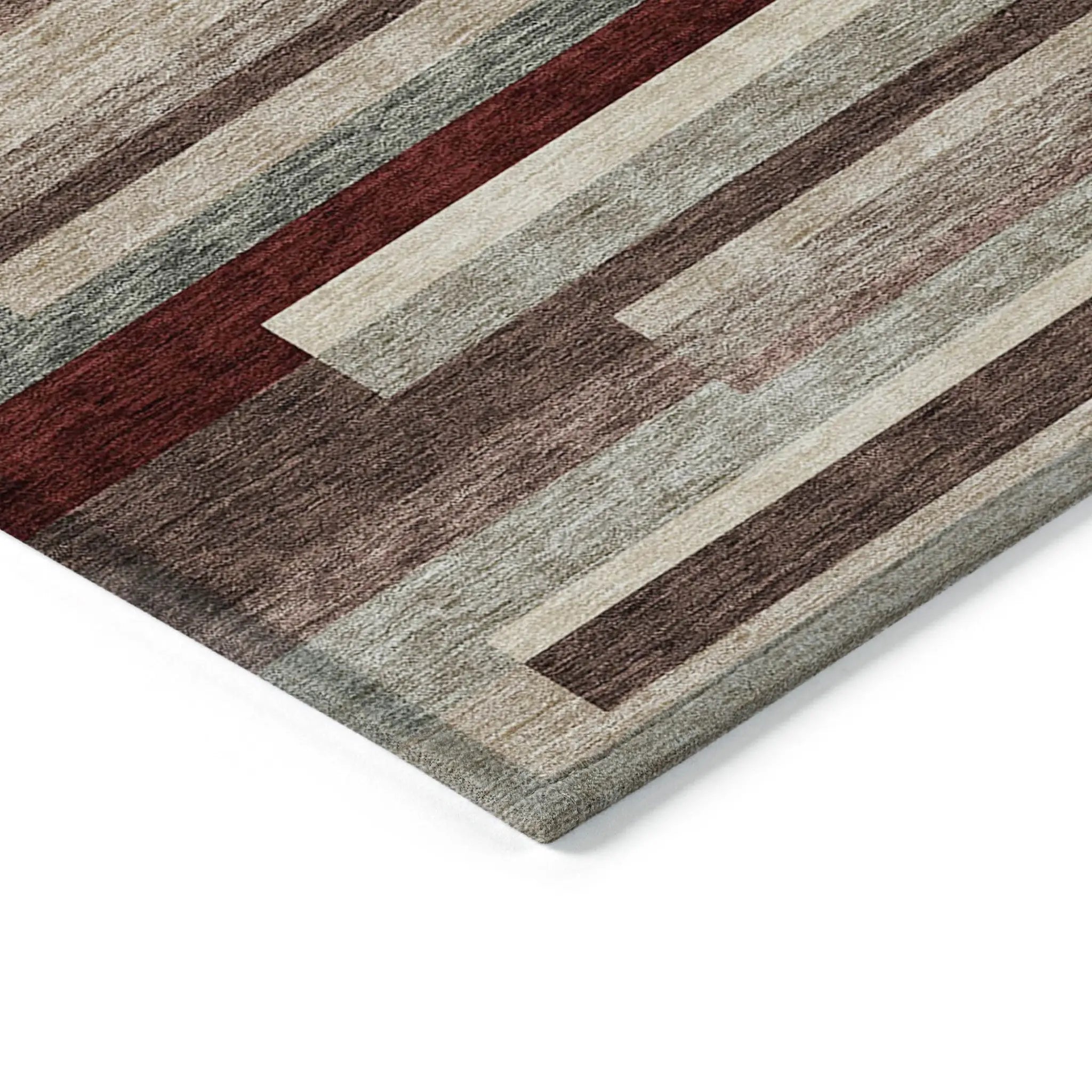 3' X 5' Merlot Burgundy And Beige Striped Washable Indoor Outdoor Area Rug Homeroots Outdoor