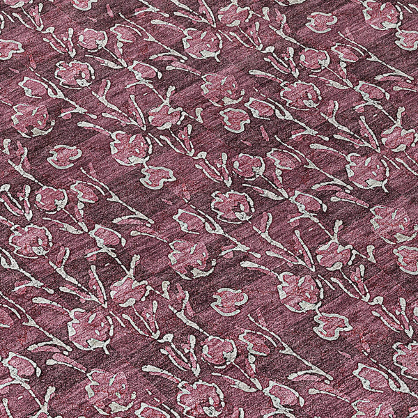 3' X 5' Merlot Mauve And Ivory Floral Washable Indoor Outdoor Area Rug Homeroots Outdoor