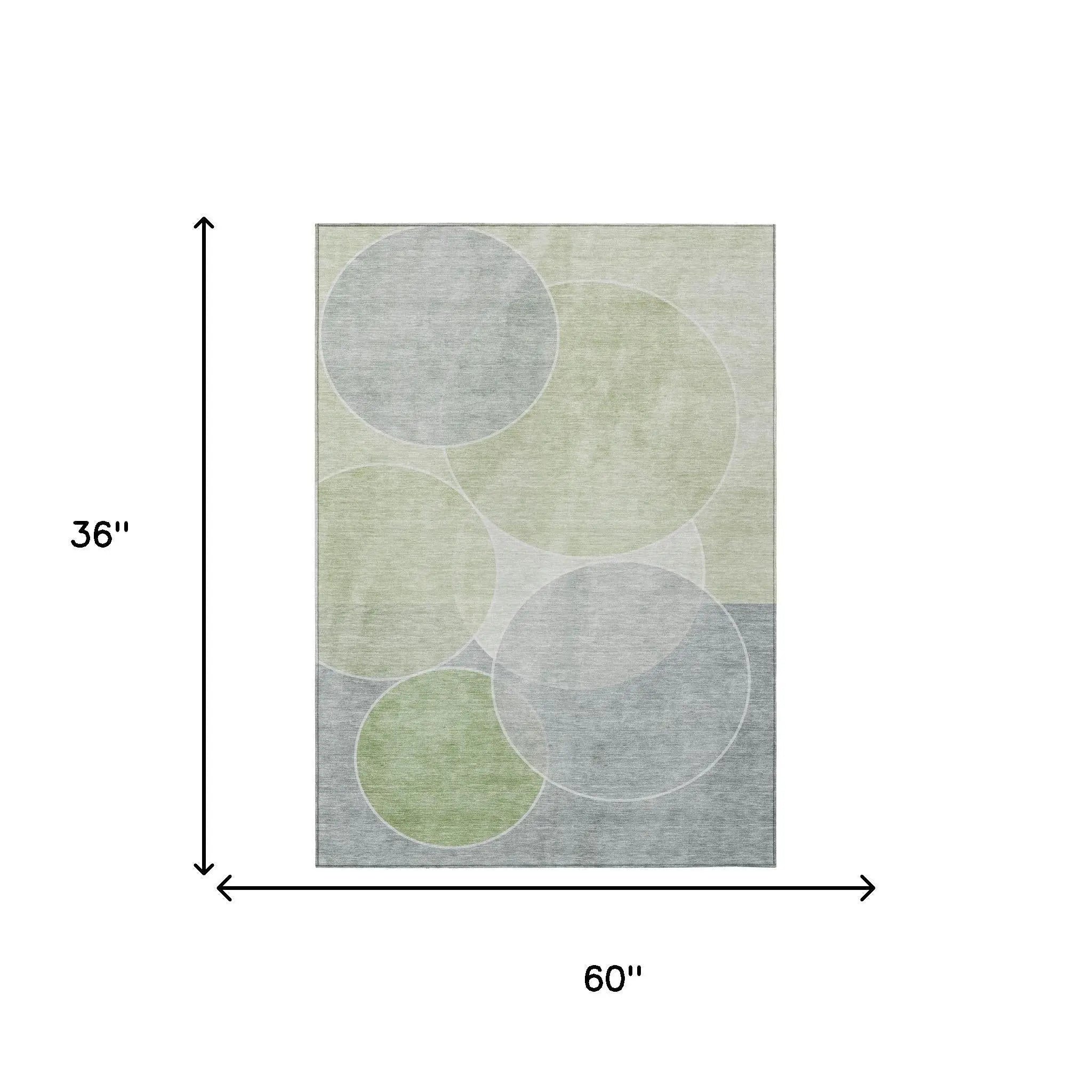 3' X 5' Mint Green And Green Geometric Washable Indoor Outdoor Area Rug Homeroots Outdoor