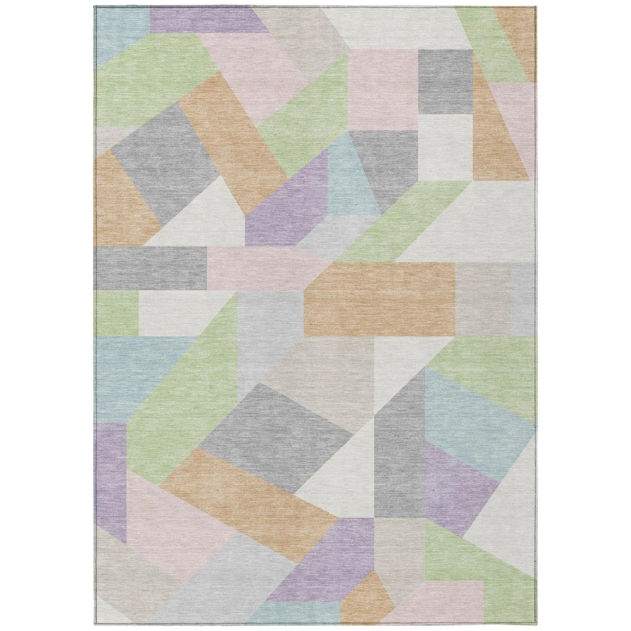 3' X 5' Mint Green And Green Geometric Washable Indoor Outdoor Area Rug Homeroots Outdoor