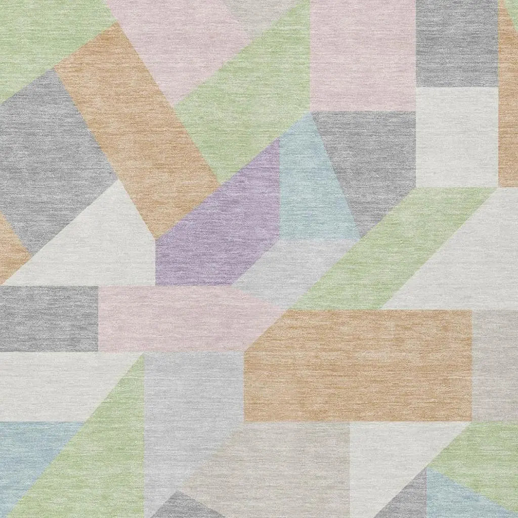 3' X 5' Mint Green And Green Geometric Washable Indoor Outdoor Area Rug Homeroots Outdoor