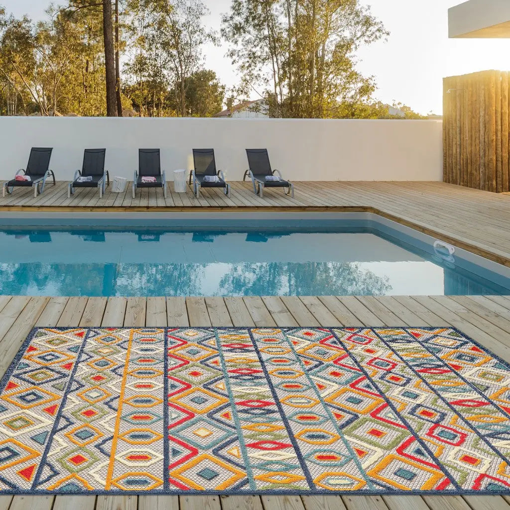 3' X 5' Multi Aztec Pattern Indoor Outdoor Area Rug Homeroots Outdoor