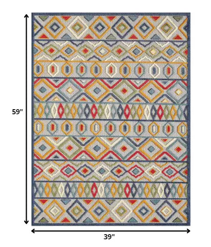 3' X 5' Multi Aztec Pattern Indoor Outdoor Area Rug Homeroots Outdoor