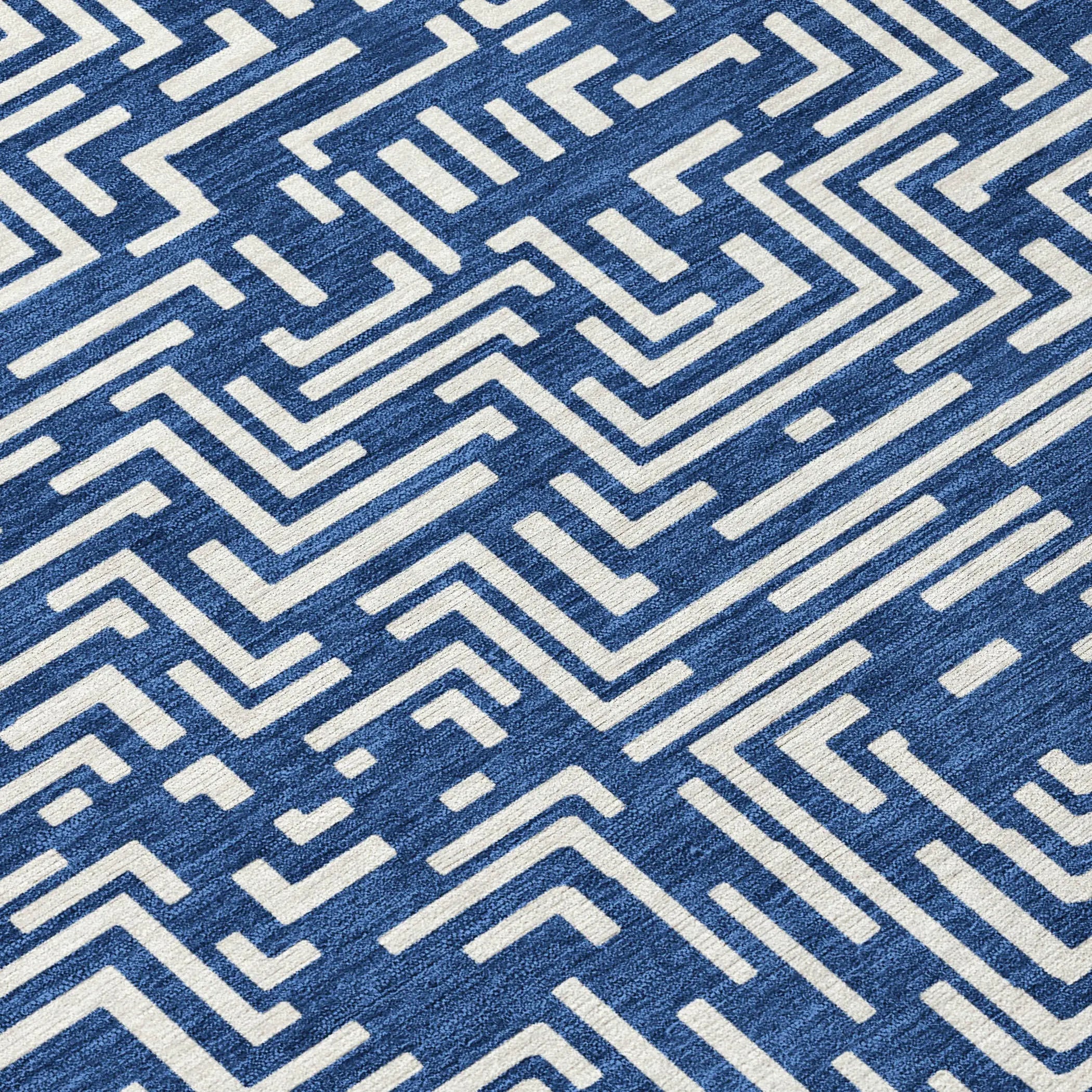 3' X 5' Navy Blue And Beige Geometric Washable Indoor Outdoor Area Rug Homeroots Outdoor
