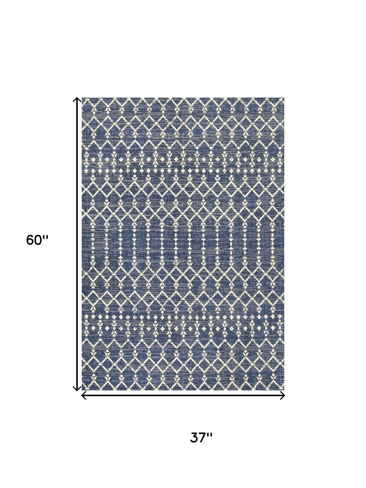 3' X 5' Navy Blue And Beige Trellis Indoor Outdoor Area Rug Homeroots Outdoor