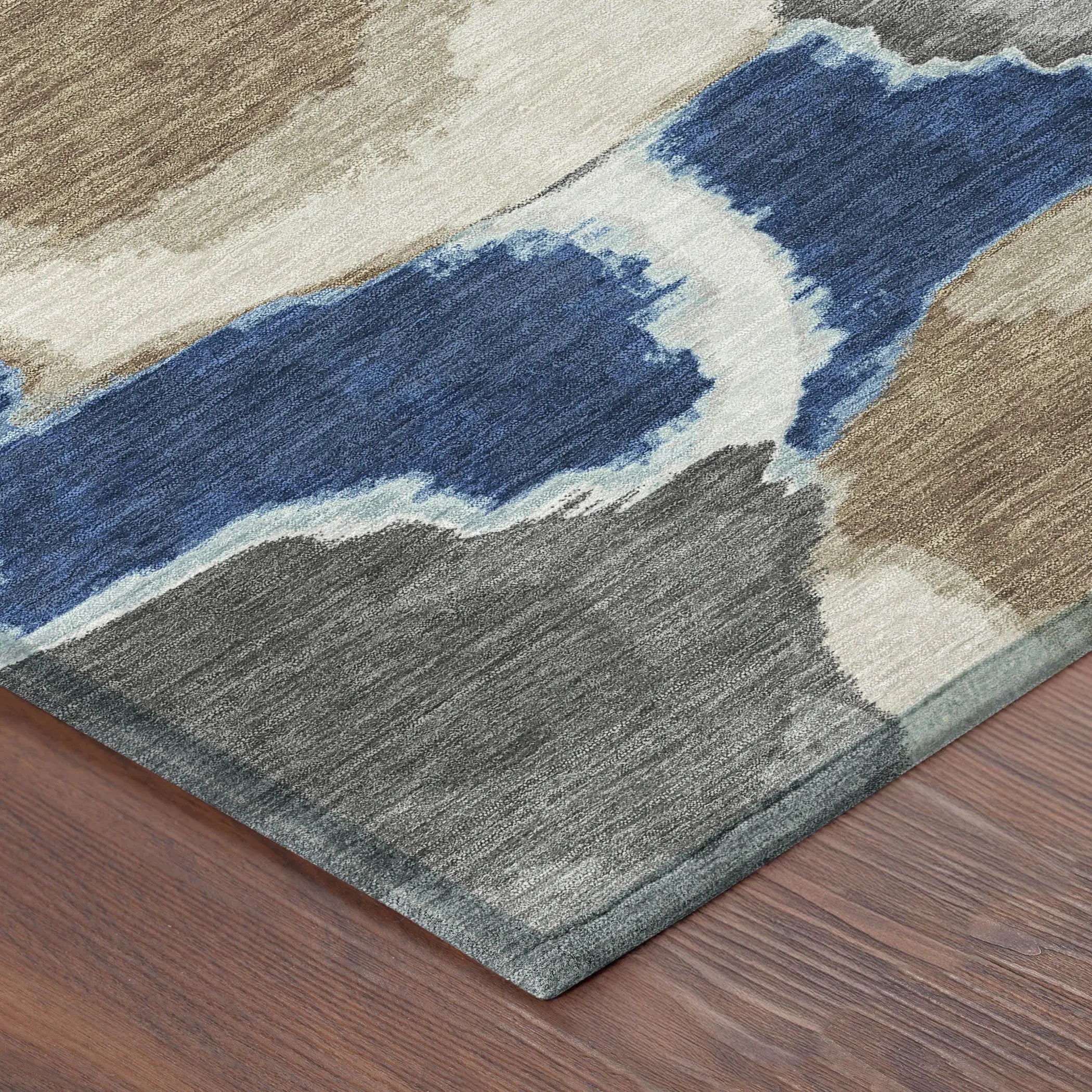3' X 5' Navy Blue And Blue Abstract Washable Indoor Outdoor Area Rug Homeroots Outdoor