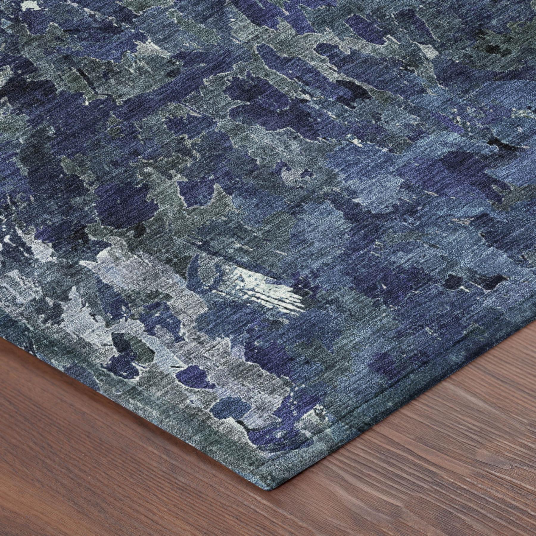 3' X 5' Navy Blue And Blue Abstract Washable Indoor Outdoor Area Rug Homeroots Outdoor
