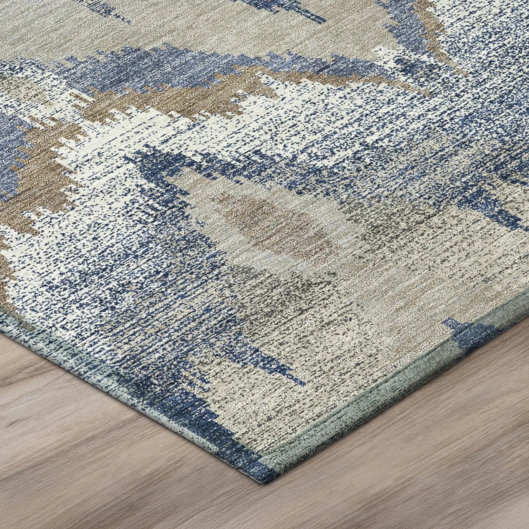 3' X 5' Navy Blue And Blue Abstract Washable Indoor Outdoor Area Rug Homeroots Outdoor