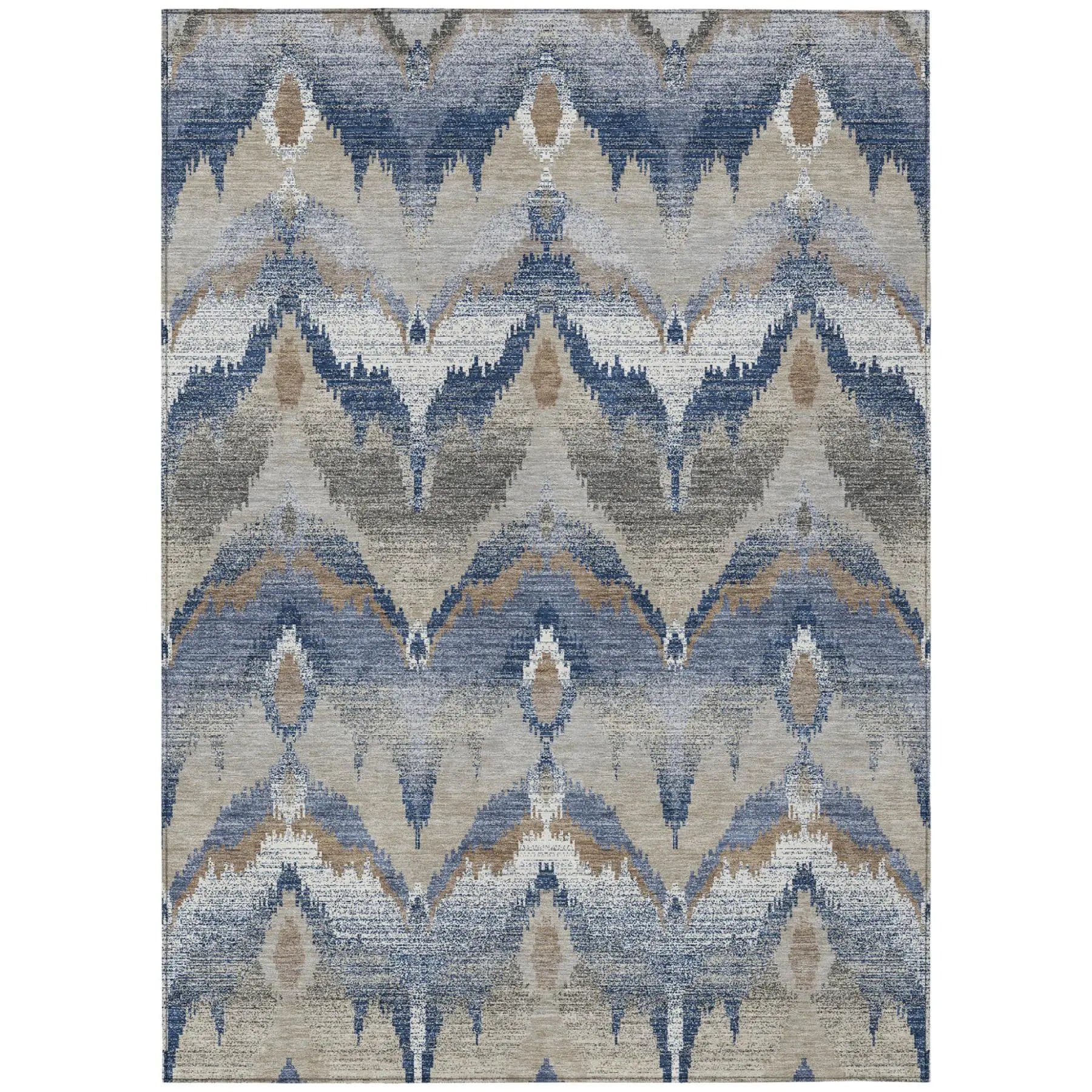 3' X 5' Navy Blue And Blue Abstract Washable Indoor Outdoor Area Rug Homeroots Outdoor