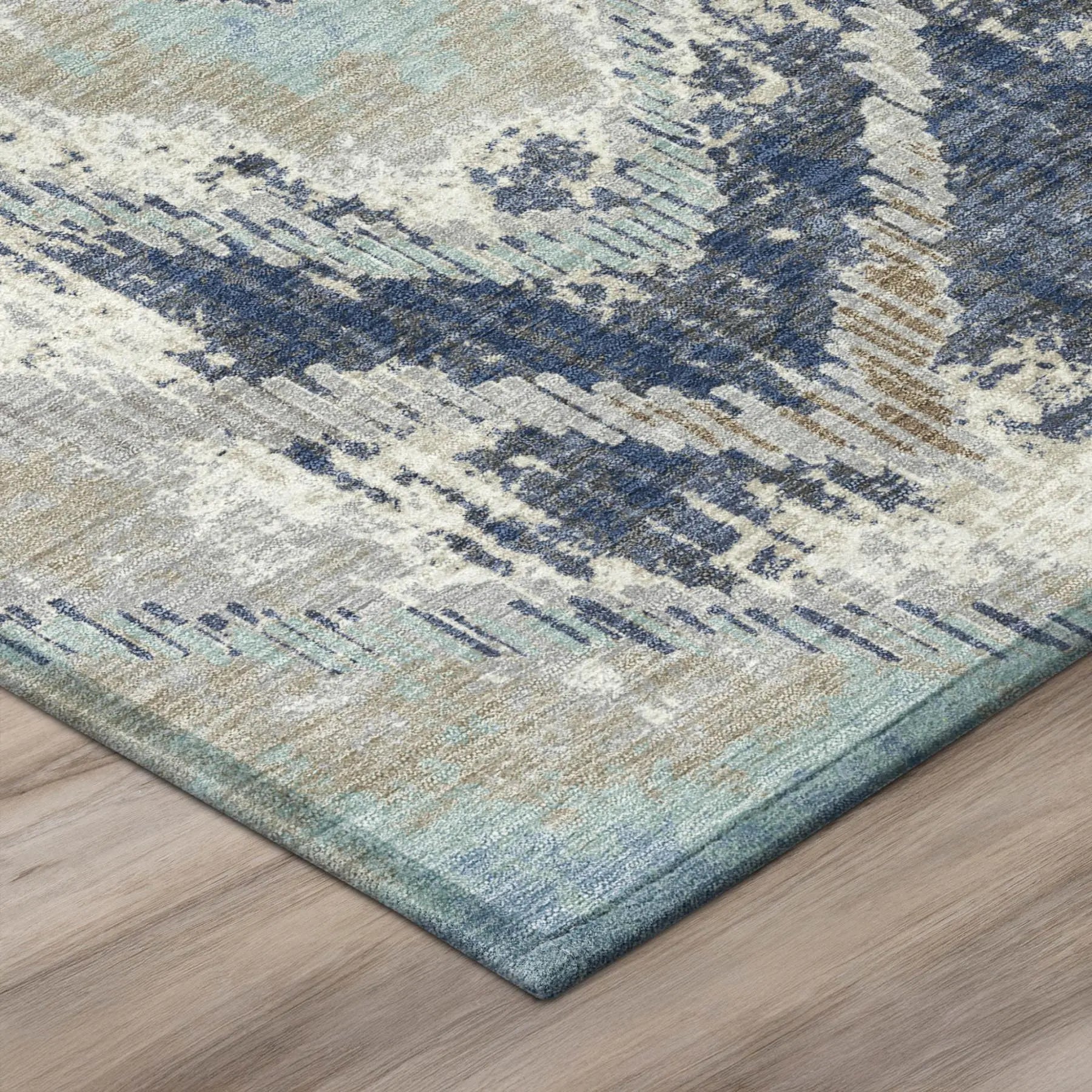 3' X 5' Navy Blue And Blue Abstract Washable Indoor Outdoor Area Rug Homeroots Outdoor