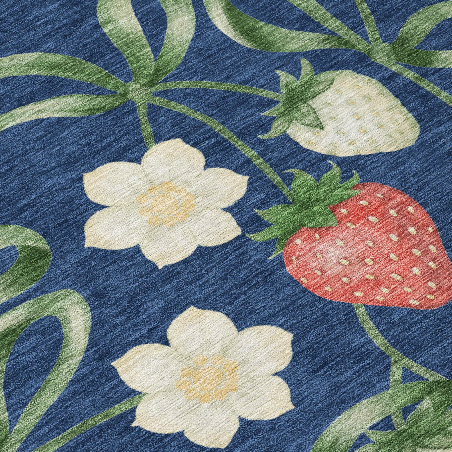 3' X 5' Navy Blue And Blue Floral Washable Indoor Outdoor Area Rug Homeroots Outdoor