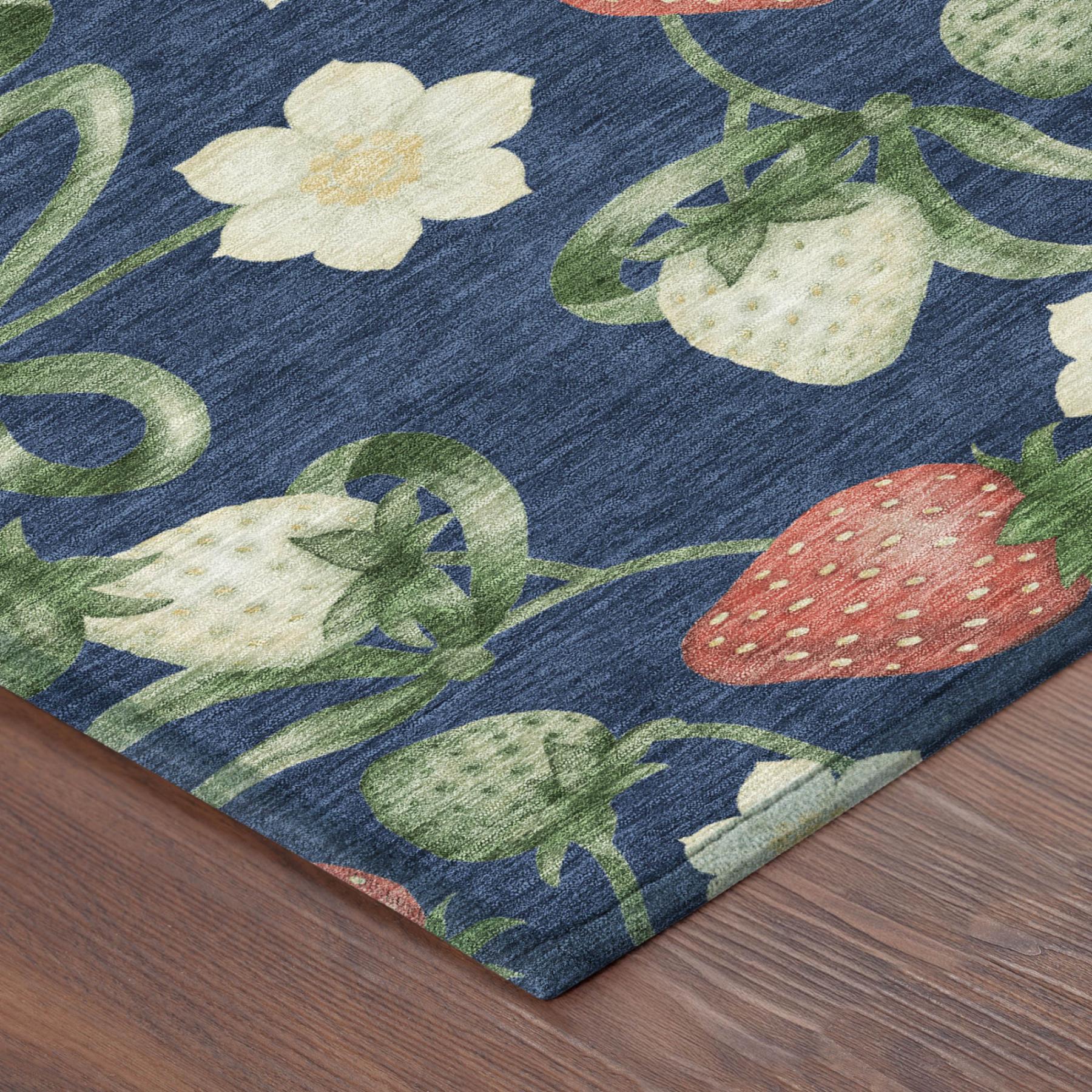 3' X 5' Navy Blue And Blue Floral Washable Indoor Outdoor Area Rug Homeroots Outdoor