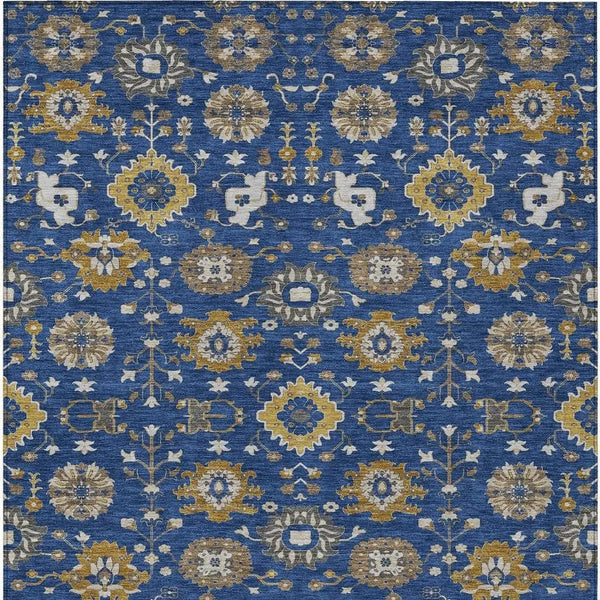 3' X 5' Navy Blue And Blue Geometric Washable Indoor Outdoor Area Rug Homeroots Outdoor