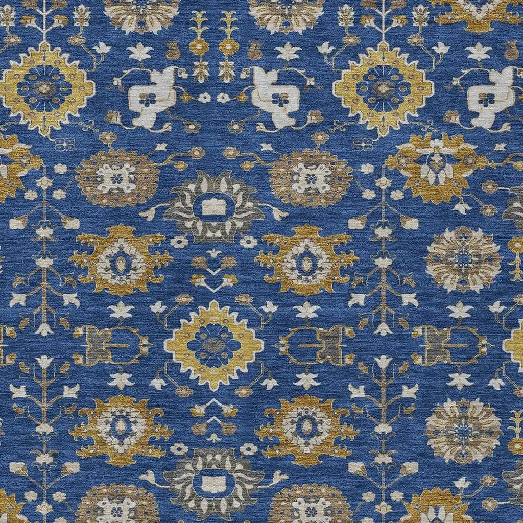 3' X 5' Navy Blue And Blue Geometric Washable Indoor Outdoor Area Rug Homeroots Outdoor