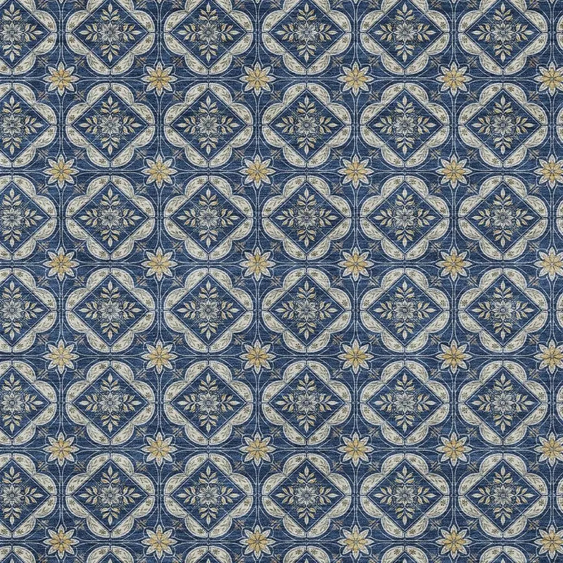 3' X 5' Navy Blue And Blue Geometric Washable Indoor Outdoor Area Rug Homeroots Outdoor