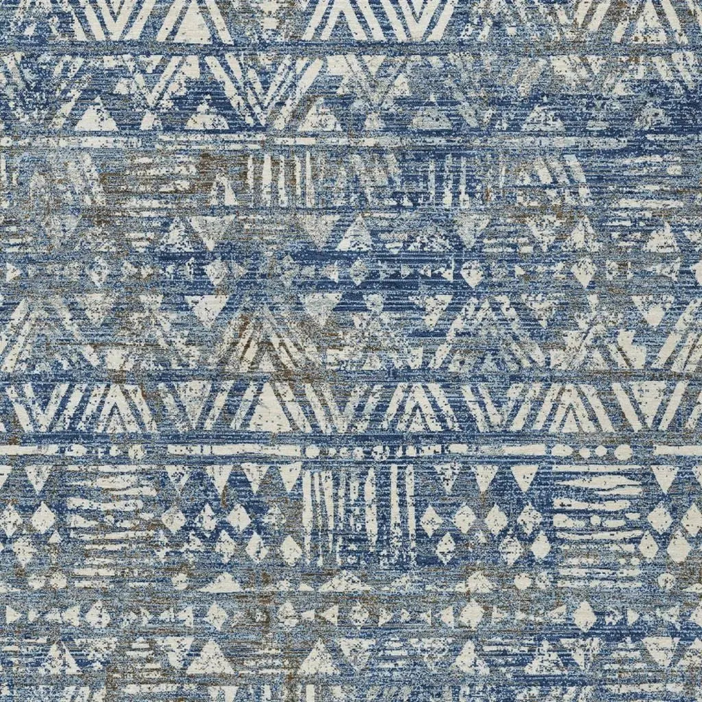 3' X 5' Navy Blue And Blue Geometric Washable Indoor Outdoor Area Rug Homeroots Outdoor