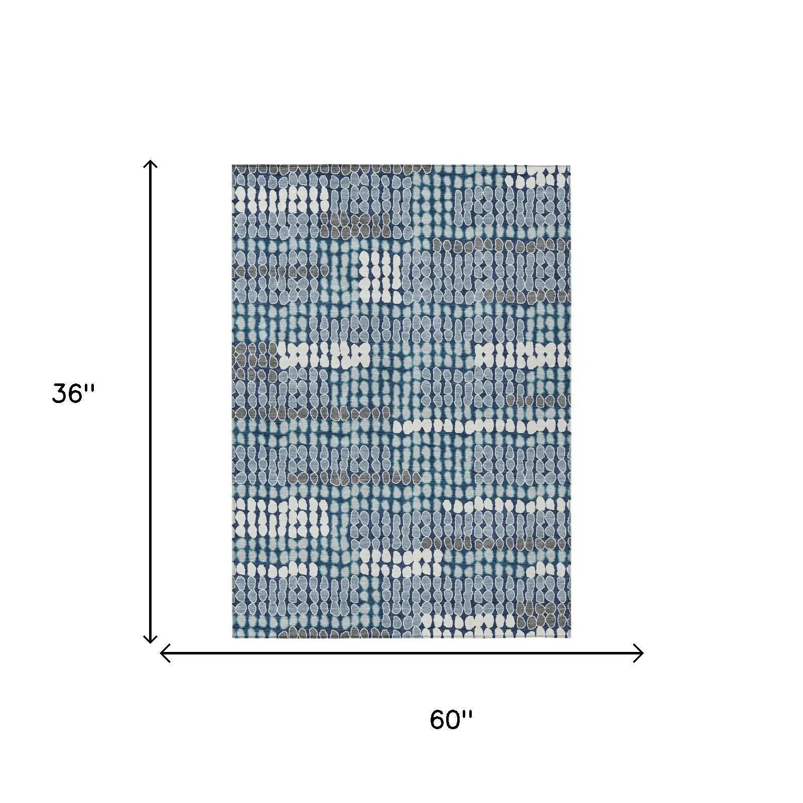 3' X 5' Navy Blue And Blue Geometric Washable Indoor Outdoor Area Rug Homeroots Outdoor