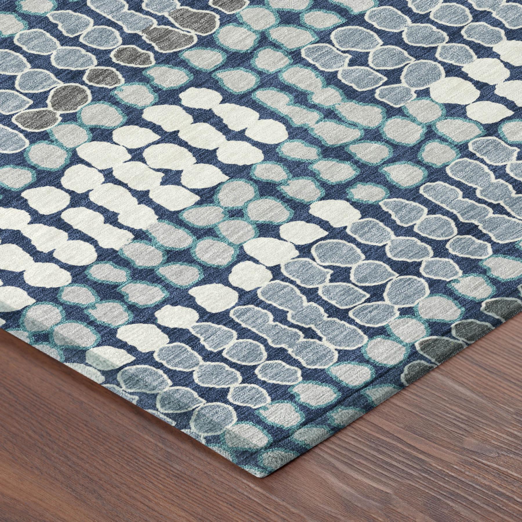 3' X 5' Navy Blue And Blue Geometric Washable Indoor Outdoor Area Rug Homeroots Outdoor