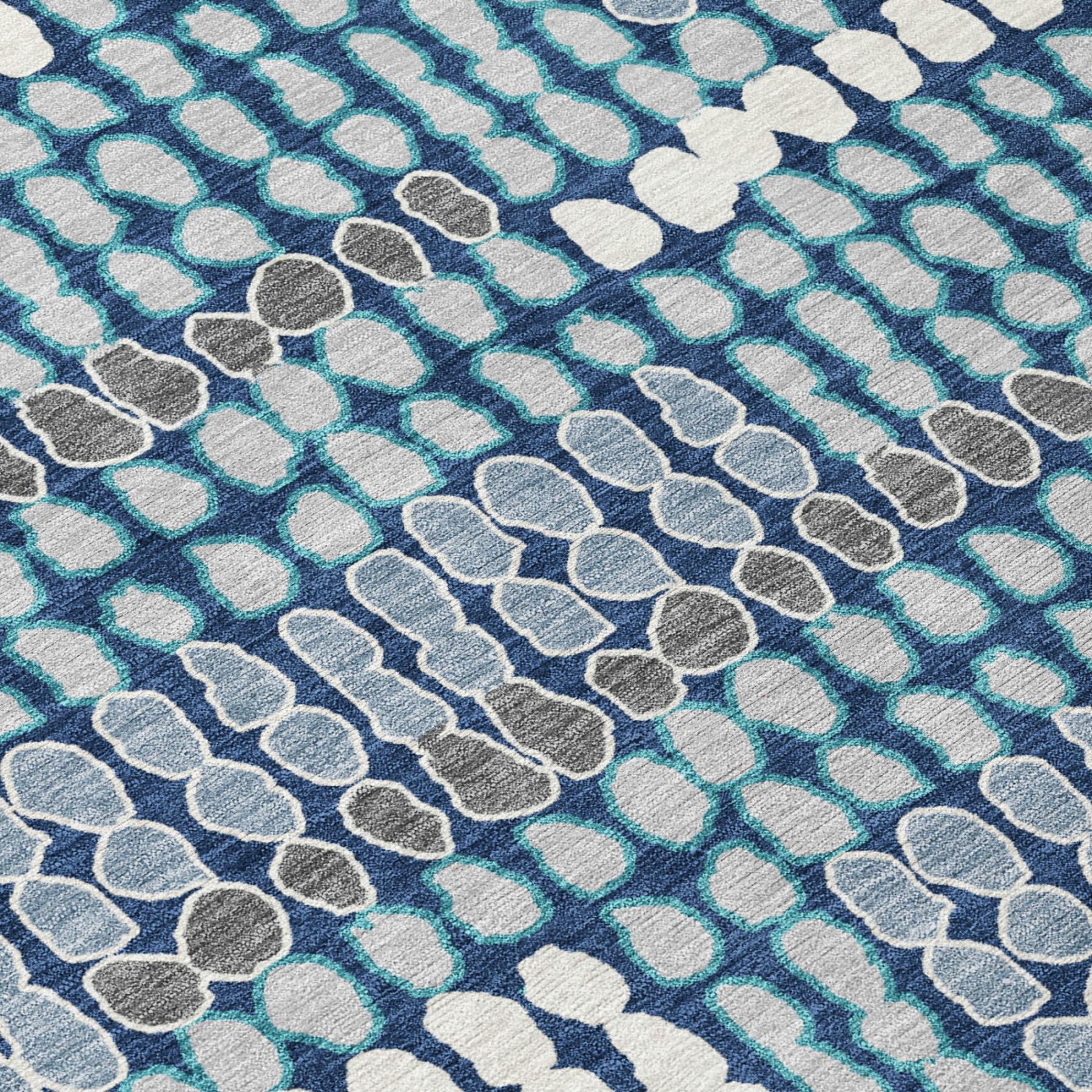 3' X 5' Navy Blue And Blue Geometric Washable Indoor Outdoor Area Rug Homeroots Outdoor