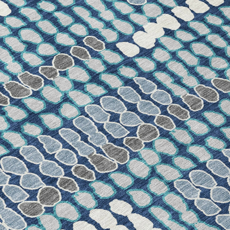 3' X 5' Navy Blue And Blue Geometric Washable Indoor Outdoor Area Rug Homeroots Outdoor