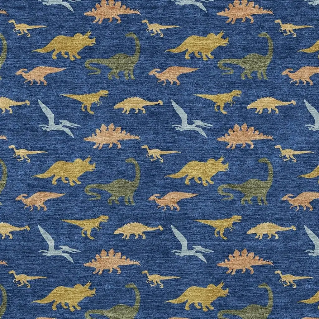 3' X 5' Navy Blue And Blue Geometric Washable Indoor Outdoor Area Rug Homeroots Outdoor