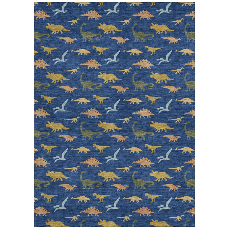 3' X 5' Navy Blue And Blue Geometric Washable Indoor Outdoor Area Rug Homeroots Outdoor