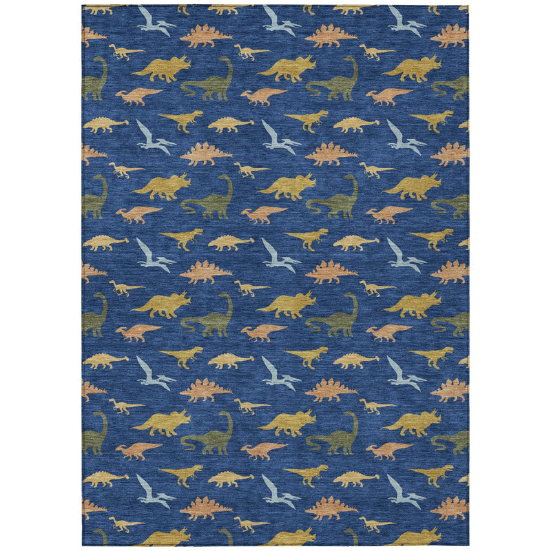 3' X 5' Navy Blue And Blue Geometric Washable Indoor Outdoor Area Rug Homeroots Outdoor