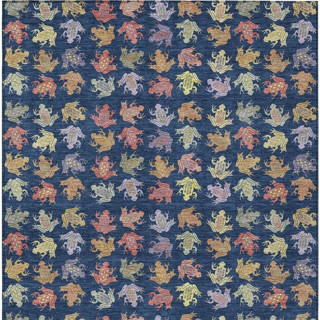 3' X 5' Navy Blue And Blue Geometric Washable Indoor Outdoor Area Rug Homeroots Outdoor
